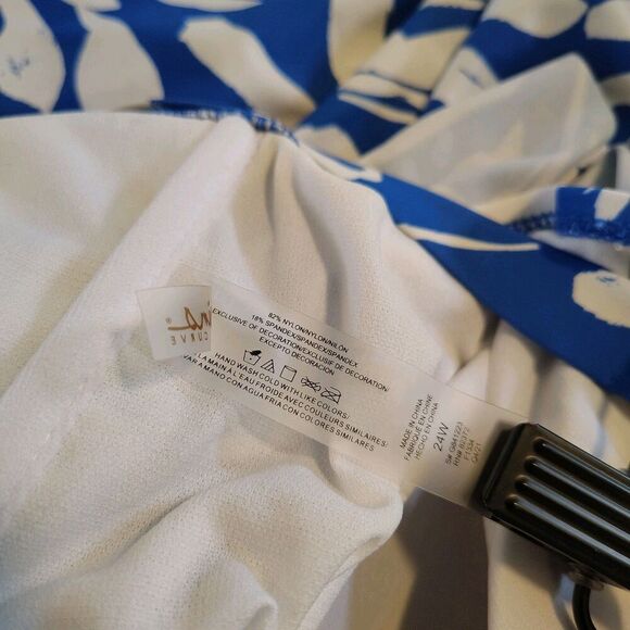 Raisins Curve Blue Tankini Two Piece Swimsuit Beach Bright Tropical Sz 24W 22W - Picture 7 of 14